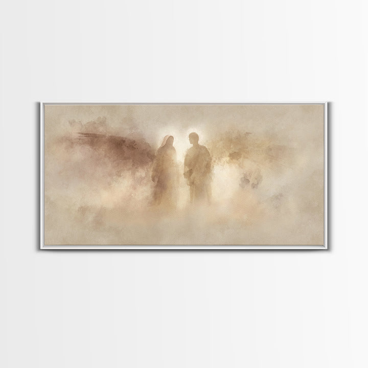 Heavenly Silhouettes – Framed Canvas Print – Christian Wall Art – Christmas Art Framed – Christian Art Canvas – Christian Christmas Decor