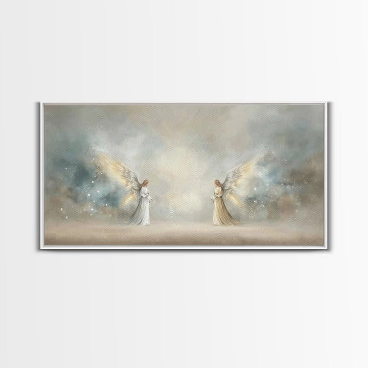 Serene Messengers – Framed Canvas Print – Christian Art Canvas – Framed Christian Art – Christian Christmas Art – Christmas Wall Art