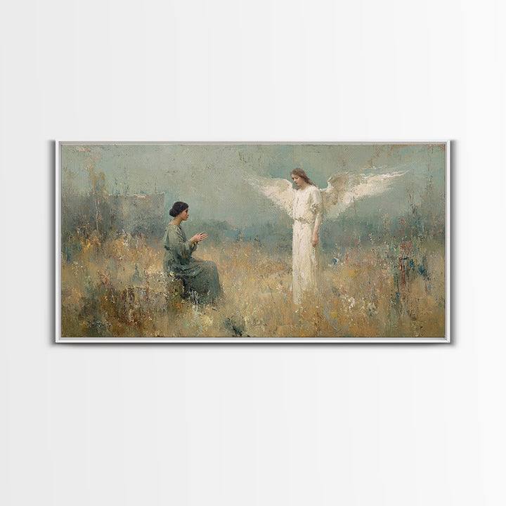Gentle Annunciation – Framed Canvas Print – Christian Art Canvas – Christian Art Print – Vintage Christian Art – Christian Wall Art