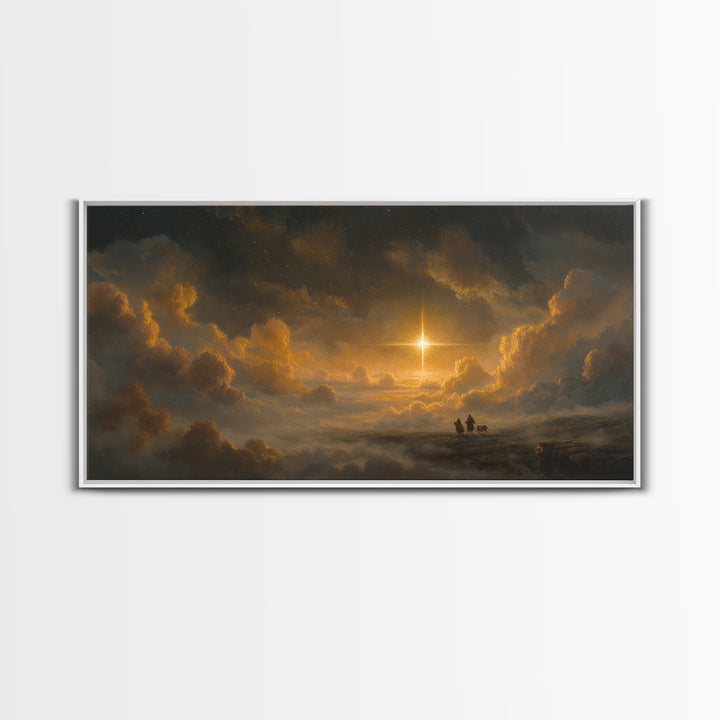 The Guiding Star - Framed Canvas Print - Christian Wall Art - Christmas Canvas Wall Art - Moody Christmas Art - Christian Christmas Art
