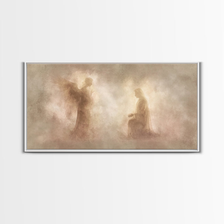 Sacred Encounter, Framed Canvas Print, Christian Art Canvas, Christian Painting, Subtle Christian Art, Christian Decor For Home, Modern Chr
