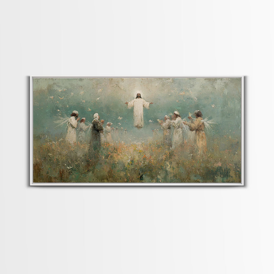 Ascension Field | Framed Canvas Print | Christian Art Print | Jesus Painting | Vintage Christian Art | Christian Wall Art | Christian Gift