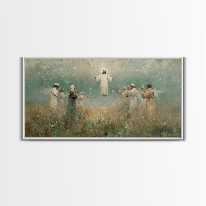 Ascension Field | Framed Canvas Print | Christian Art Print | Jesus Painting | Vintage Christian Art | Christian Wall Art | Christian Gift