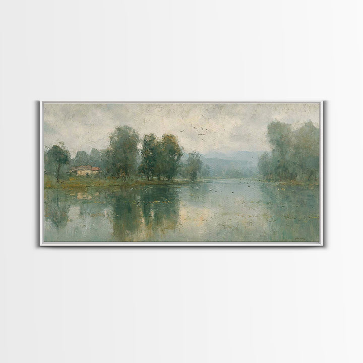 Morning Stillness, Framed Canvas Print, Christian Wall Art, Christian Art Canvas, Subtle Christian Art, Christian Painting, Christian Decor