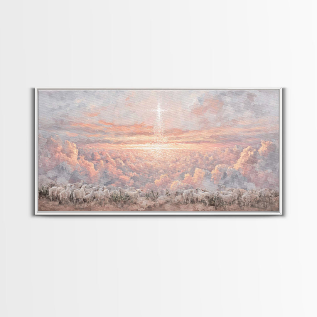 Shepherds Of Dawn - Framed Canvas Print - Christian Art Print - Christmas Wall Art - Modern Christmas Art - Christian Gift Ideas