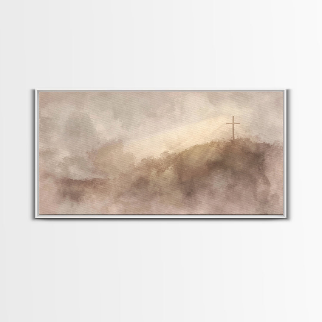 Hilltop Grace – Framed Canvas Print – Christian Wall Art – Christian Art Canvas – Christian Painting – Christian Decor – Christmas Art