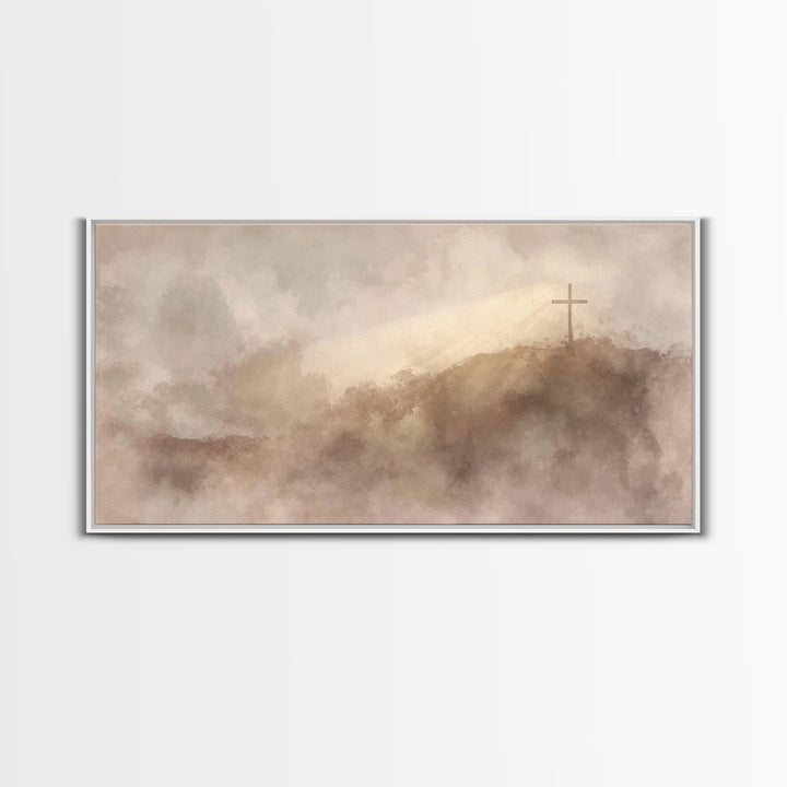 Hilltop Grace – Framed Canvas Print – Christian Wall Art – Christian Art Canvas – Christian Painting – Christian Decor – Christmas Art