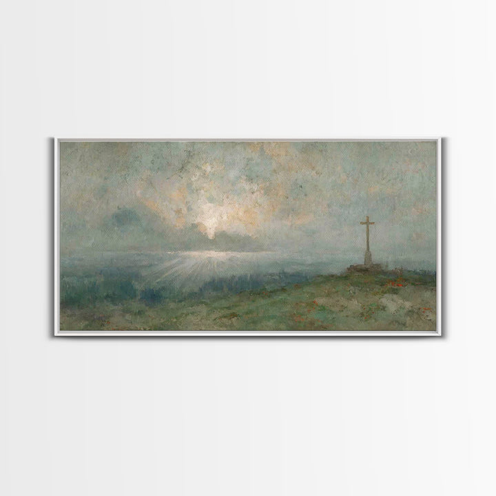 Silent Redeemer, Framed Canvas Print, Christian Art Print, Vintage Christian Art, Christian Wall Art, Christian Painting, Christmas Canvas