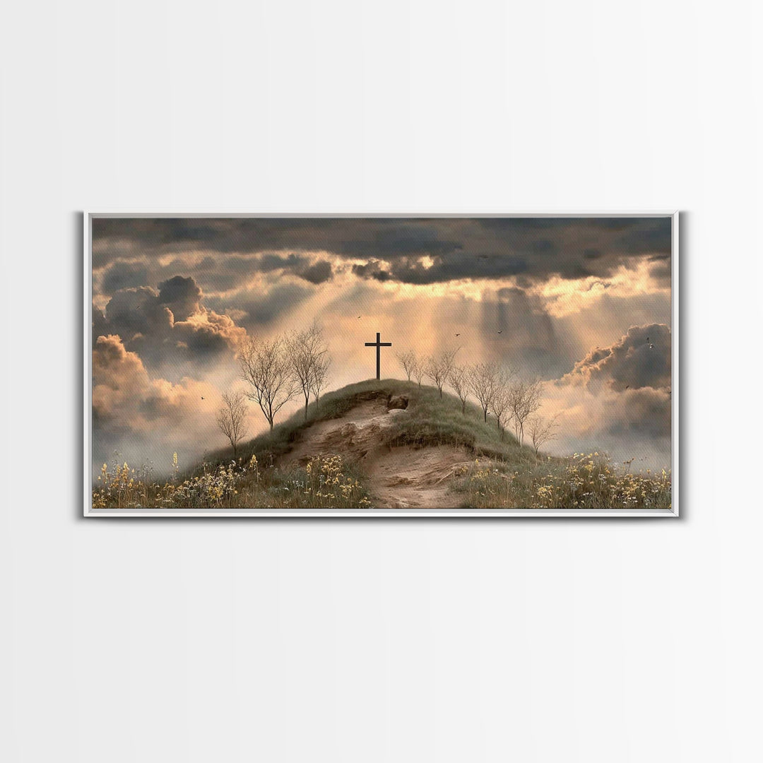 Crosslight Summit | Framed Canvas Print | Christian Wall Art | Moody Christian Art | Christian Art Canvas | Christian Decor For Home | Chri