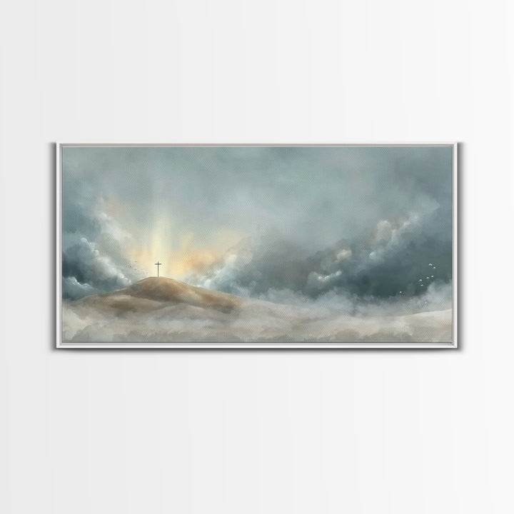 Cloudborn Promise, Framed Canvas Print, Christian Art Canvas, Christian Wall Art, Subtle Christian Paintings, Christian Christmas Decor, Ch