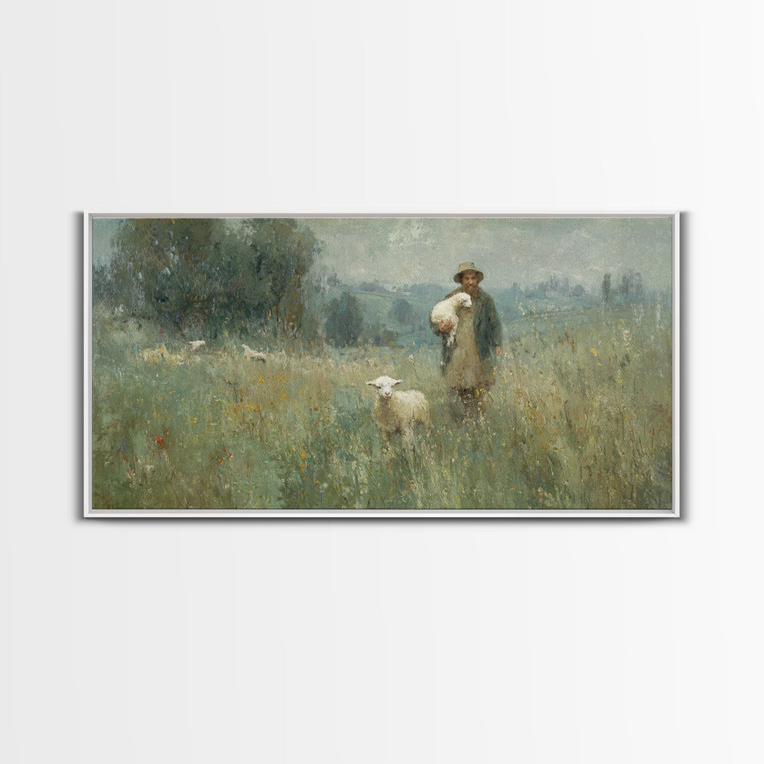 Fields Of Peace | Framed Canvas Print | Christian Art Canvas | Christian Wall Art | Pastoral Christian Art | Christian Painting | Christian