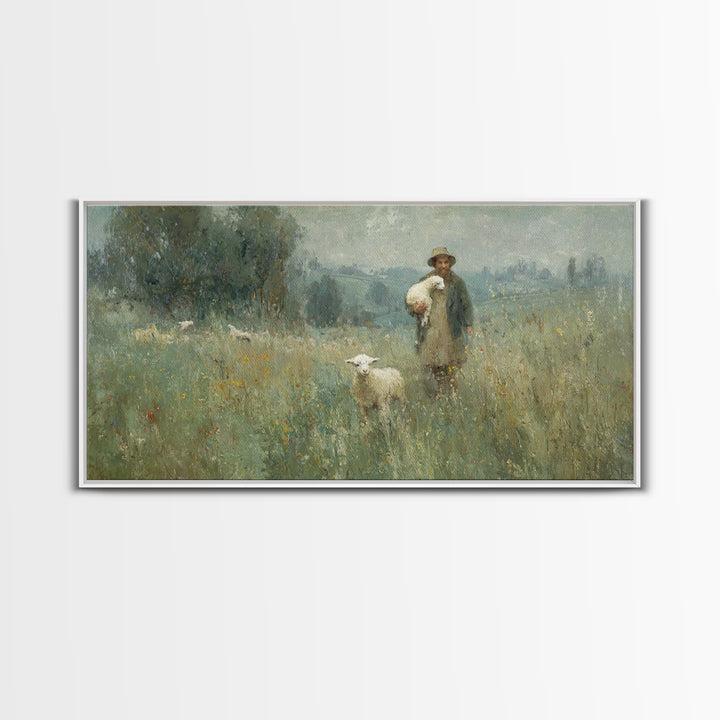 Fields Of Peace | Framed Canvas Print | Christian Art Canvas | Christian Wall Art | Pastoral Christian Art | Christian Painting | Christian