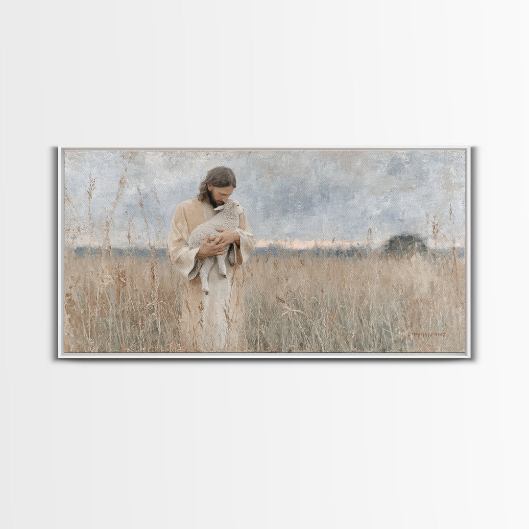 Field Of Compassion - Framed Canvas Print - Christian Art Canvas - Jesus Painting - Minimalist Christian Art - Christian Gift Ideas