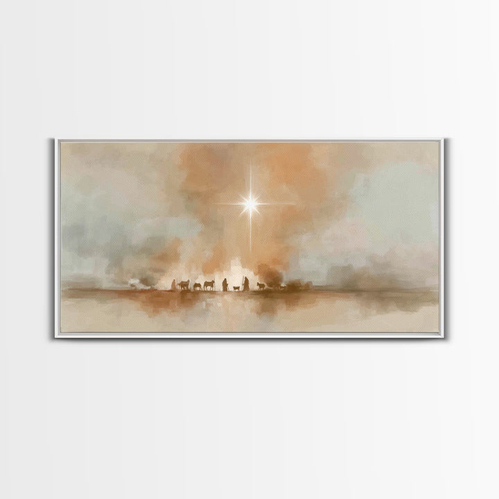 Desert Star Path - Framed Canvas Print - Christian Christmas Art - Vintage Christmas Art - Christmas Canvas Wall Art - Christian Art Print