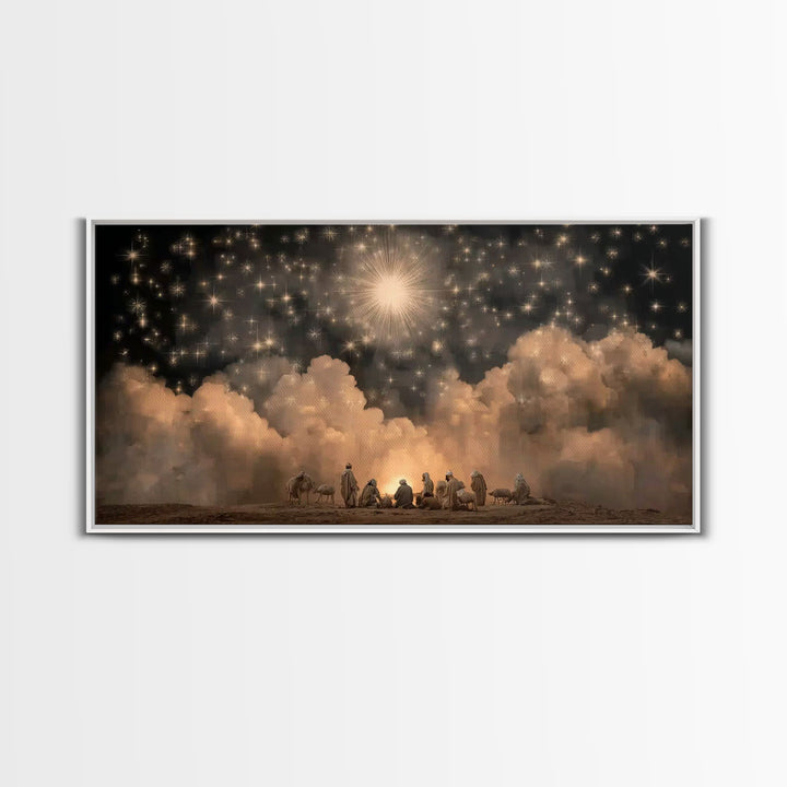 Radiant Heavens - Framed Canvas Print - Christmas Art Framed - Christian Christmas Art - Modern Christian Art - Christian Decorations
