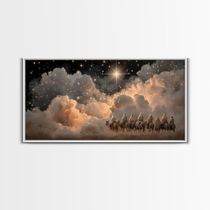 Star Of The East - Framed Canvas Print - Christmas Canvas Wall Art - Christian Christmas Art - Christian Art Canvas - Moody Christmas Art