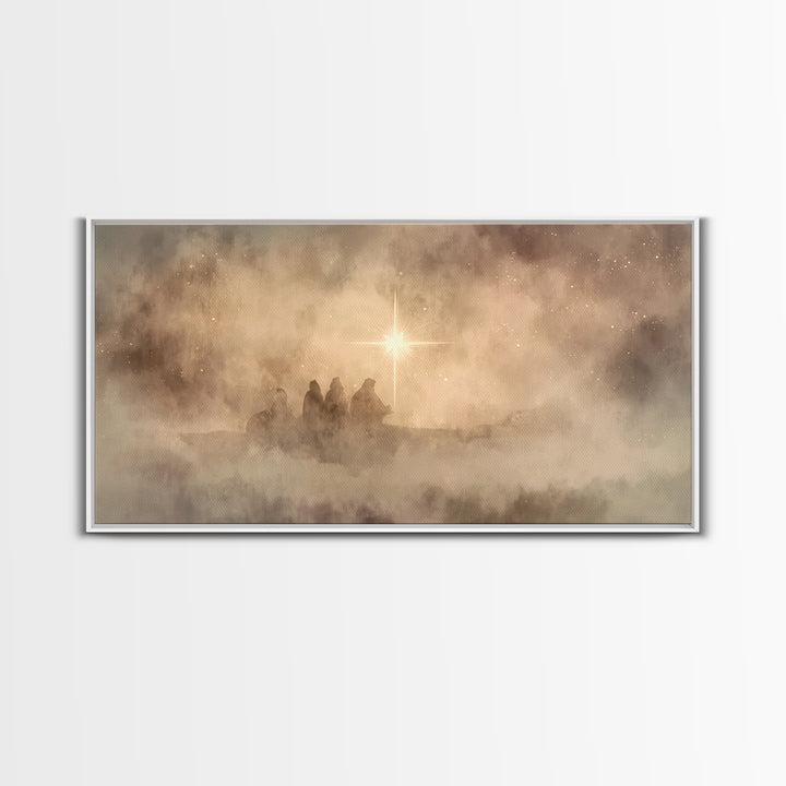 Starborn Wonder - Framed Canvas Print - Christian Christmas Art - Christmas Wall Art - Moody Christmas Art - Christian Art Canvas