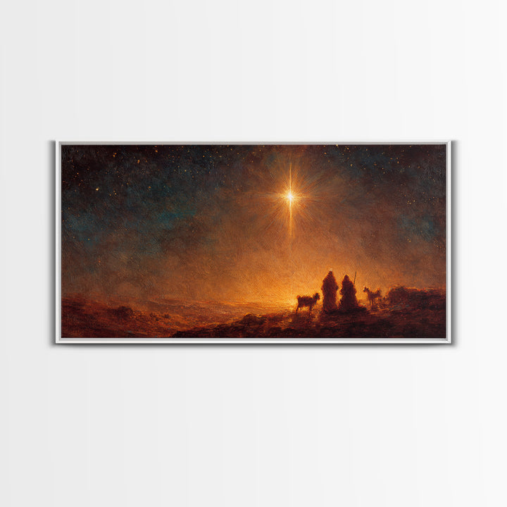The Guiding Star – Framed Canvas Print – Christian Wall Art – Christian Art Canvas – Christmas Art – Jesus Painting – Christian Christmas A