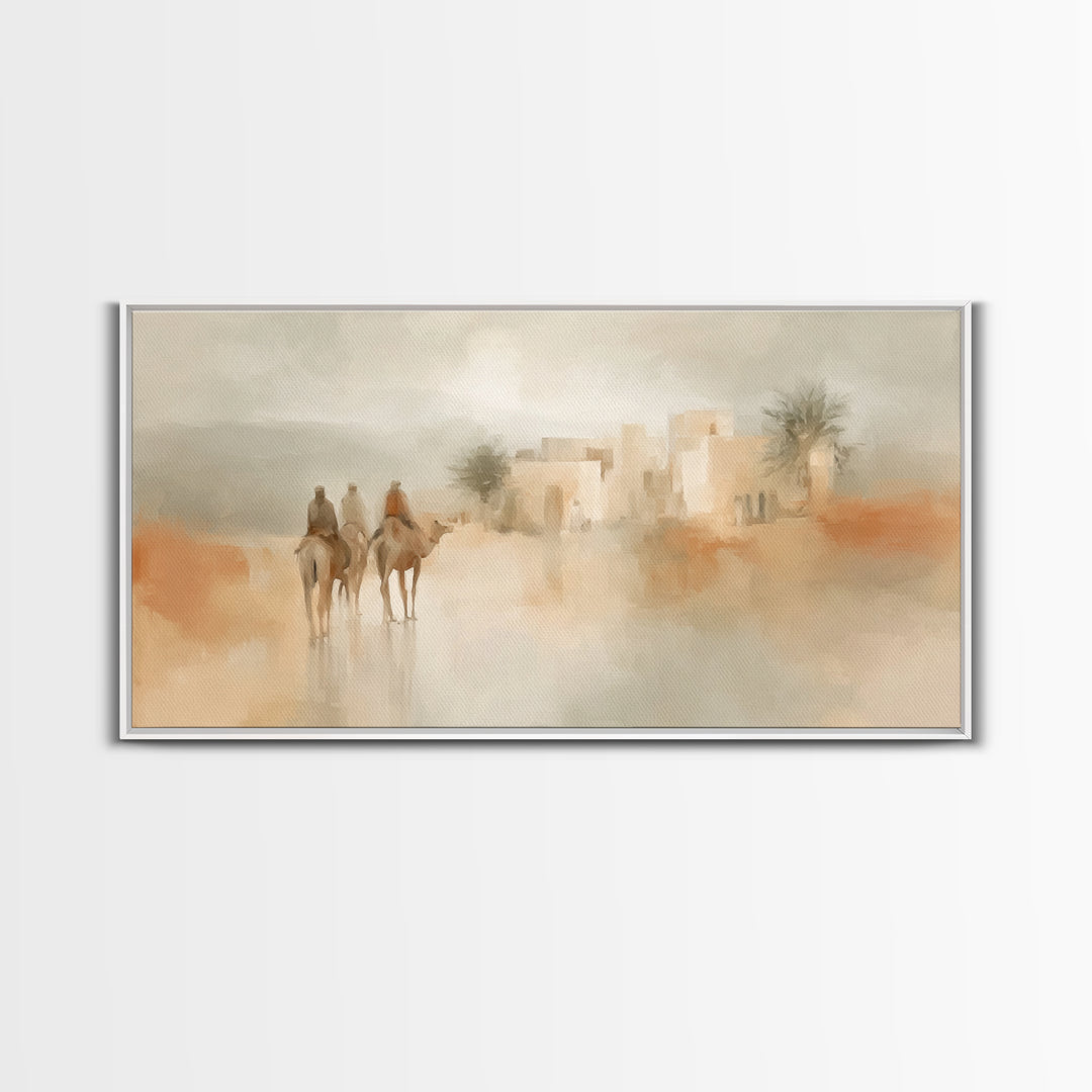 Humble Arrival – Framed Canvas Print – Christian Art Canvas – Christian Painting – Christmas Art – Christian Christmas Decor – Christian Wa