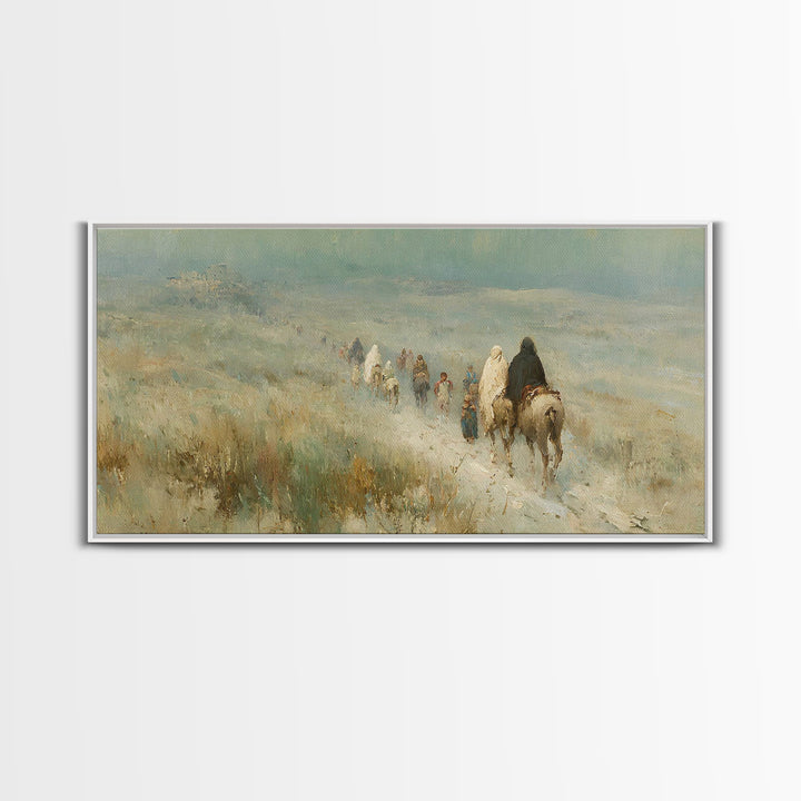 Desert Caravan, Framed Canvas Print, Christian Art Canvas, Christian Wall Art, Christian Christmas Art, Christmas Canvas Wall Art, Xmas