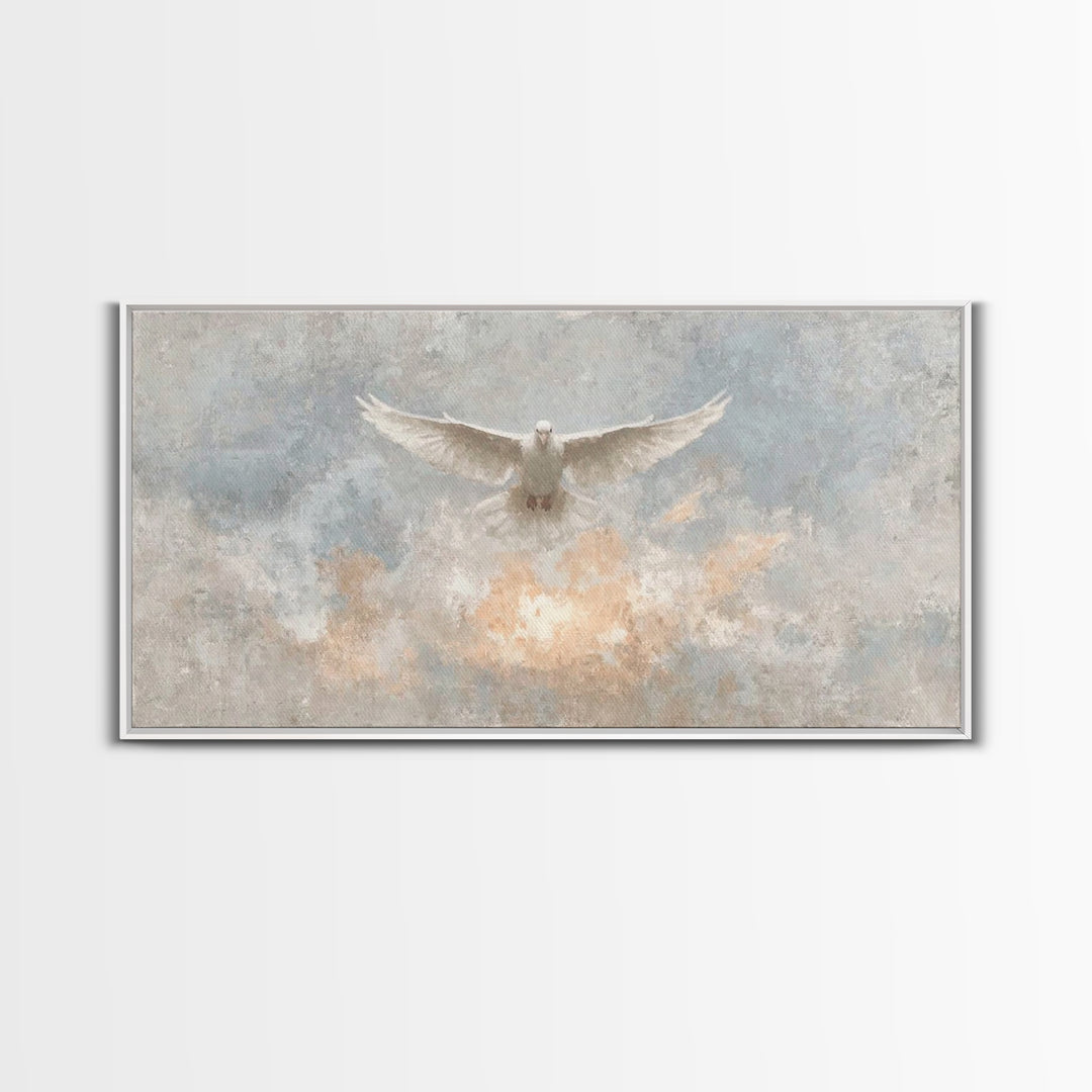 Heavenly Dove, Framed Canvas Print, Christian Wall Art, Christian Art Print, Christian Decor, Jesus Painting, Christmas Art