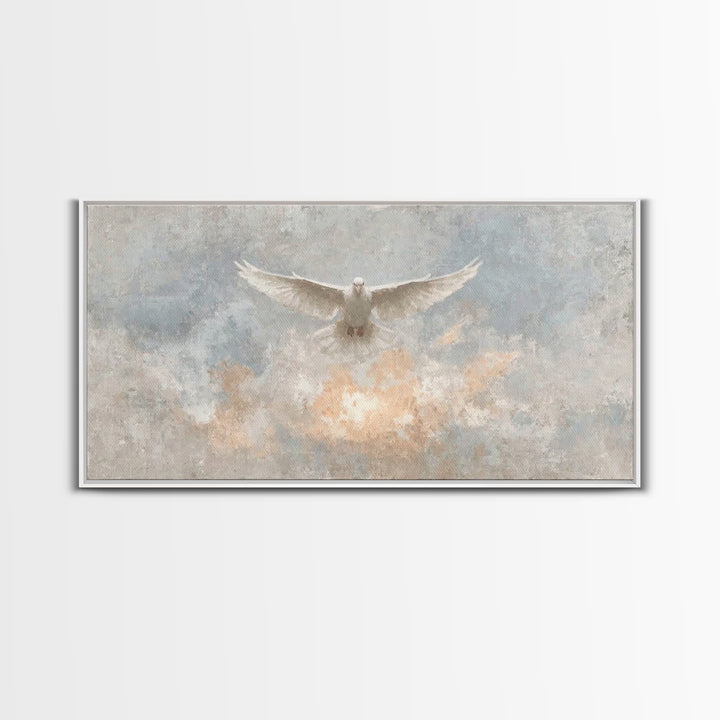 Heavenly Dove, Framed Canvas Print, Christian Wall Art, Christian Art Print, Christian Decor, Jesus Painting, Christmas Art
