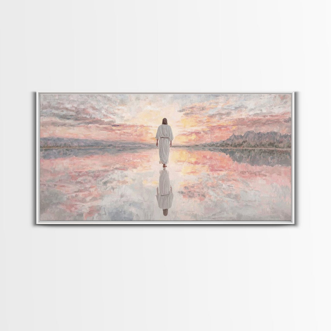 Walk Of Grace - Framed Canvas Print - Jesus Painting - Christian Wall Art - Modern Christian Art - Large Christian Painting