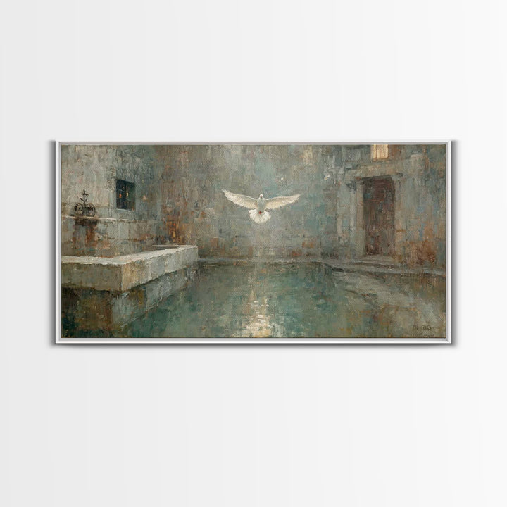 Holy Light Ascending | Framed Canvas Print | Christian Art Canvas | Christian Wall Art | Christian Painting | Christmas Art | Christian Dec