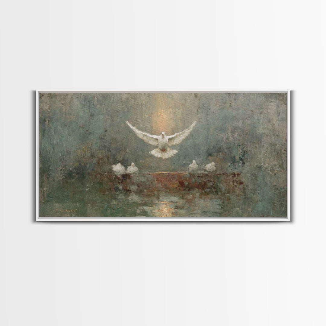 Dove Of Glory, Framed Canvas Print, Christian Art Canvas, Christian Wall Art, Christian Painting, Christmas Art, Christian Decor