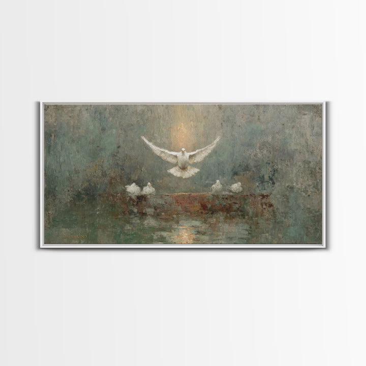 Dove Of Glory, Framed Canvas Print, Christian Art Canvas, Christian Wall Art, Christian Painting, Christmas Art, Christian Decor