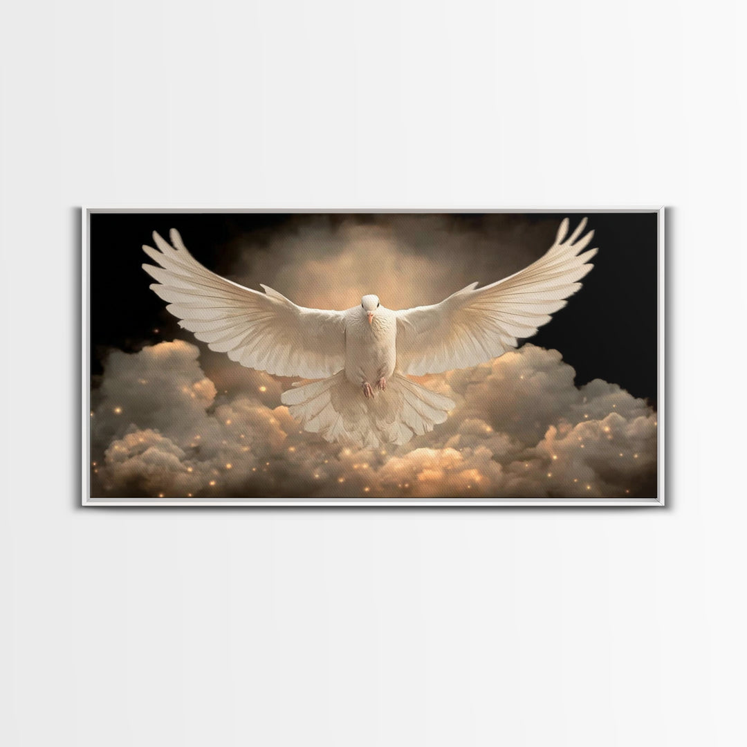 Heavenly Dove – Framed Canvas Print – Christian Wall Art – Christian Art Canvas – Jesus Painting – Christian Christmas Art – Christian Deco