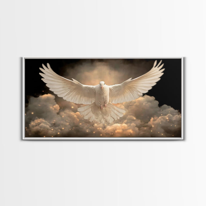 Heavenly Dove – Framed Canvas Print – Christian Wall Art – Christian Art Canvas – Jesus Painting – Christian Christmas Art – Christian Deco