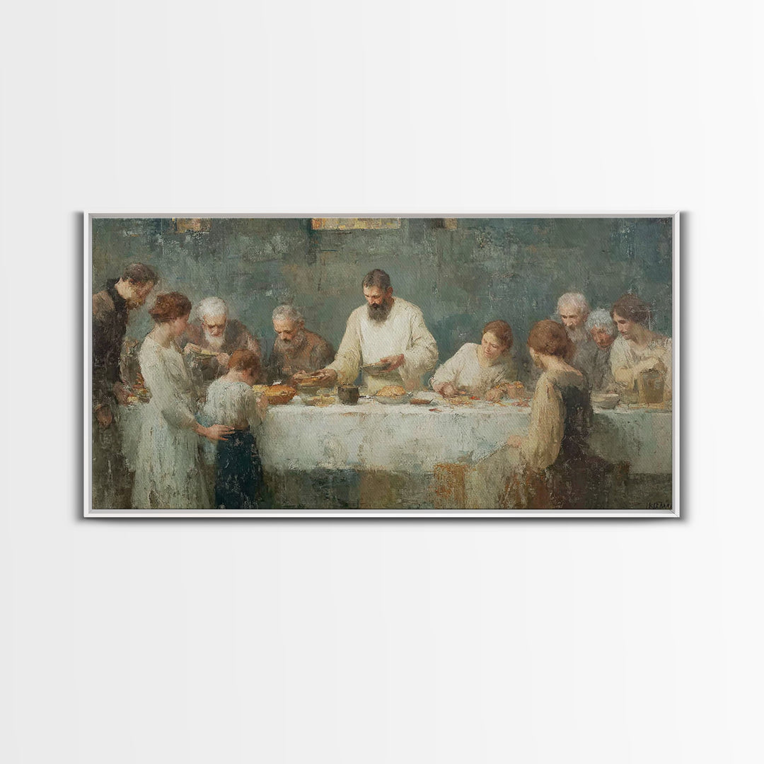 Table Of Blessings | Framed Canvas Print | Christian Art Canvas | Christian Wall Art | Subtle Christian Art | Vintage Christian Art | Jesus