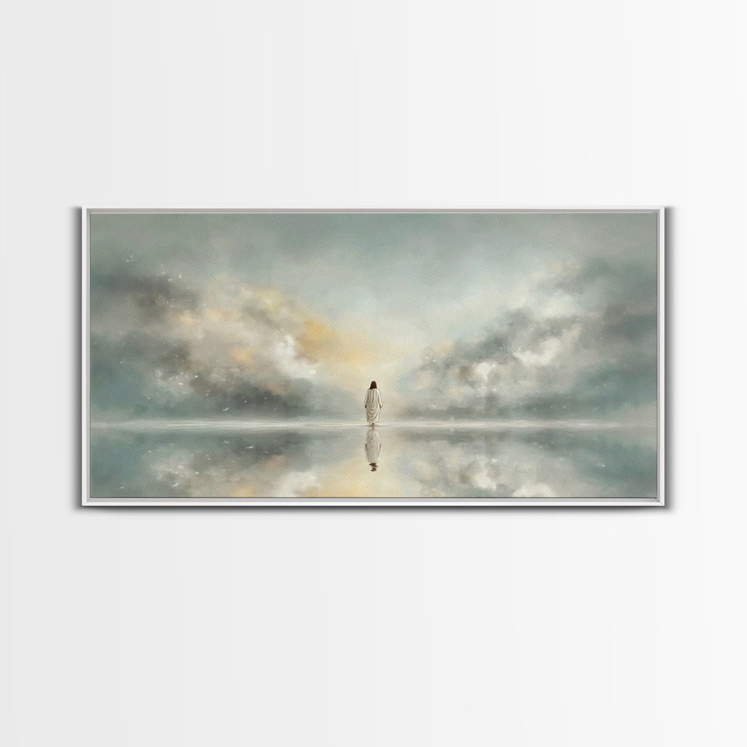 Light Upon Still Waters - Framed Canvas Print - Modern Christian Art - Christian Art Canvas - Christian Decor For Home - Jesus Art Print