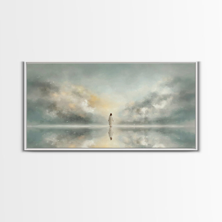 Light Upon Still Waters - Framed Canvas Print - Modern Christian Art - Christian Art Canvas - Christian Decor For Home - Jesus Art Print