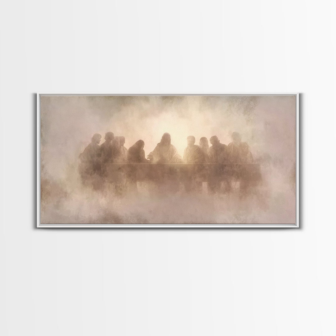 Heavenly Communion Mist, Framed Canvas Print, Christian Art Canvas, Jesus Painting, Christian Wall Art, Christmas Art, Christian Decor