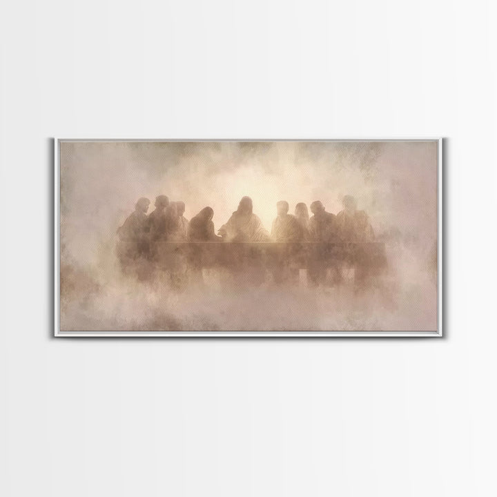 Heavenly Communion Mist, Framed Canvas Print, Christian Art Canvas, Jesus Painting, Christian Wall Art, Christmas Art, Christian Decor