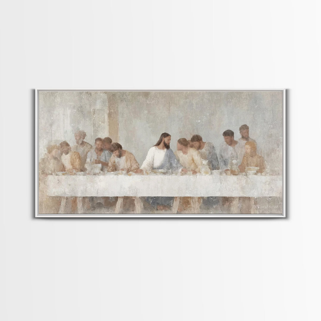 Graceful Table Gathering – Framed Canvas Print – Christian Painting – Jesus Art Print – Christian Wall Art – Christmas Art – Christian Deco