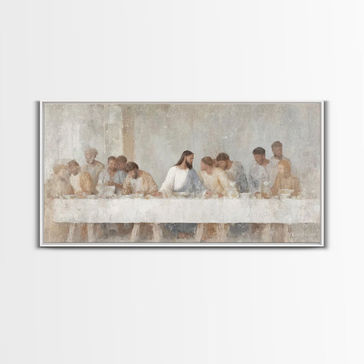 Graceful Table Gathering – Framed Canvas Print – Christian Painting – Jesus Art Print – Christian Wall Art – Christmas Art – Christian Deco