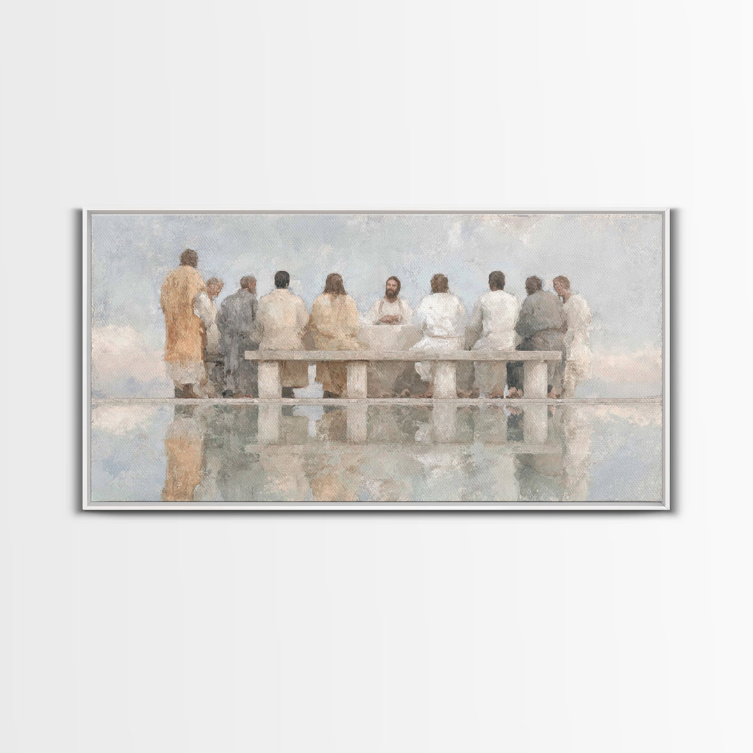 Dawn Of Fellowship | Framed Canvas Print | Christian Art Canvas | Christian Wall Art | Jesus Painting | Christian Christmas Art | Christian