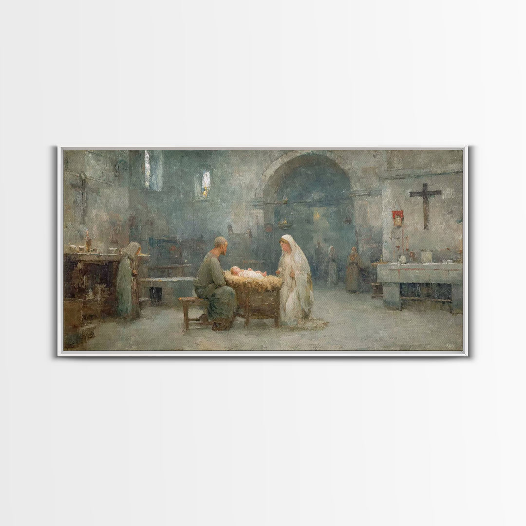 Holy Nativity Peace | Framed Canvas Print | Christian Christmas Art | Christian Art Canvas | Christian Wall Art | Birth Of Jesus Painting |