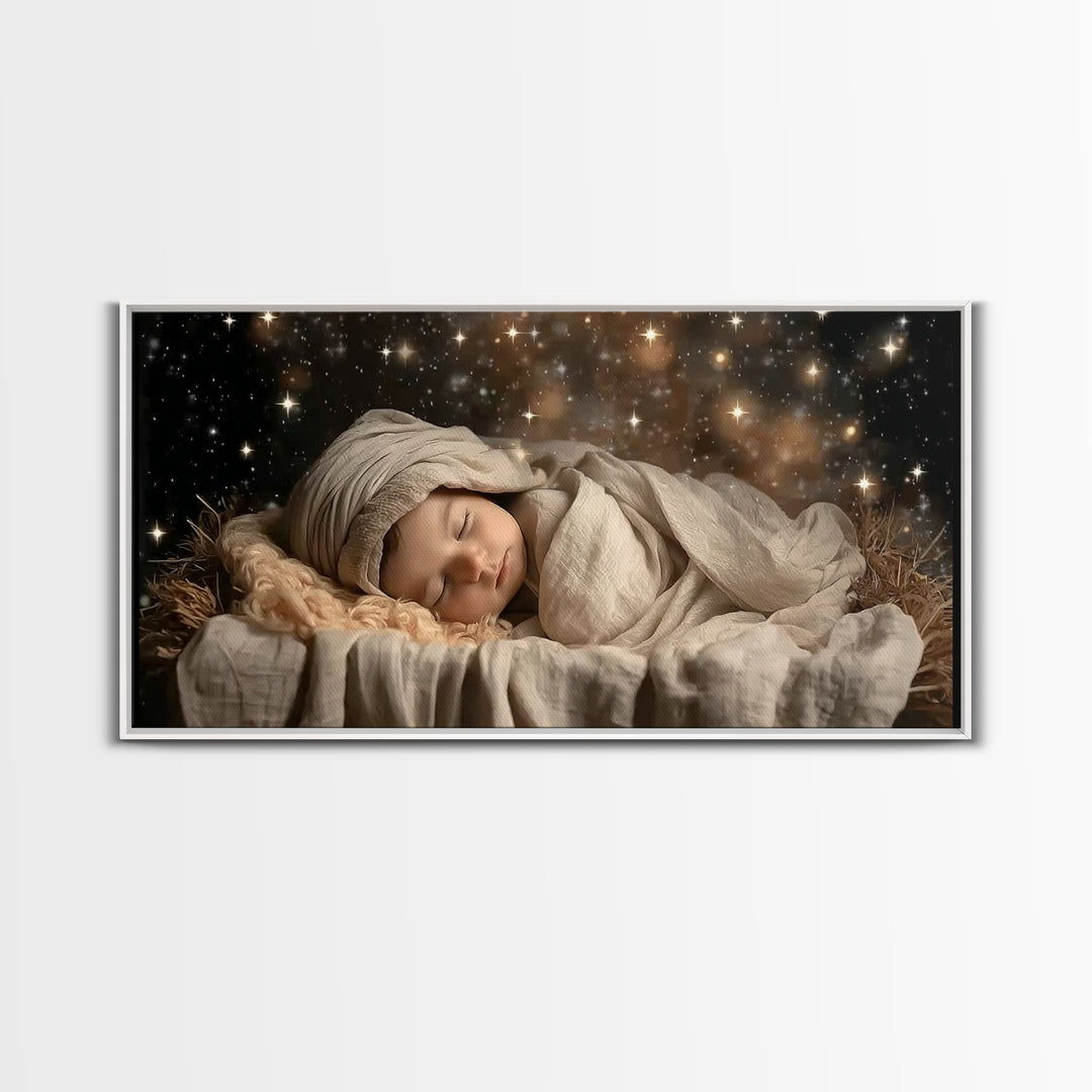 Starborn Child | Framed Canvas Print | Christian Christmas Art | Christian Art Canvas | Jesus Christmas Art | Christian Wall Art | Christma