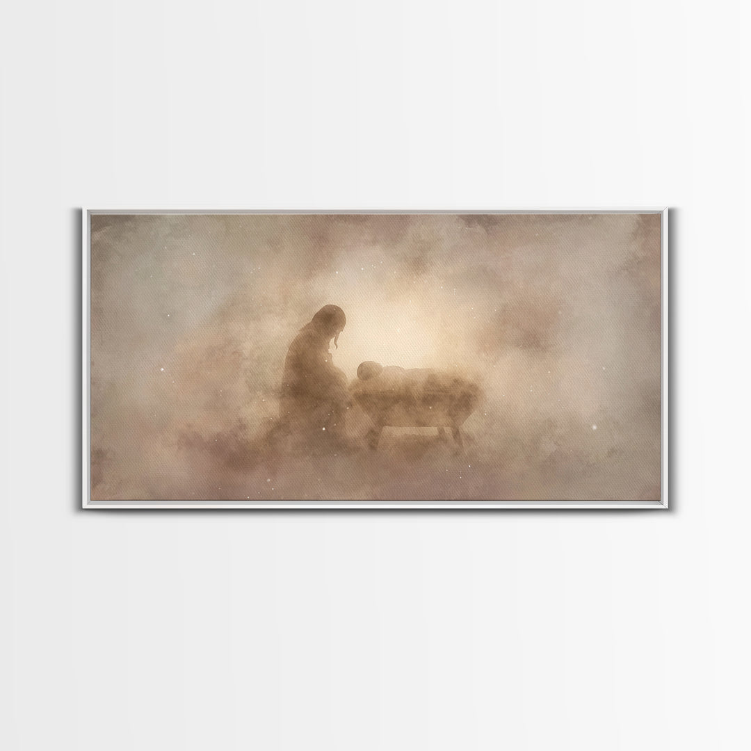 Holy Night Glow – Framed Canvas Print – Christian Wall Art – Jesus Christmas Art – Christian Art Canvas – Christmas Wall Art – Christian De