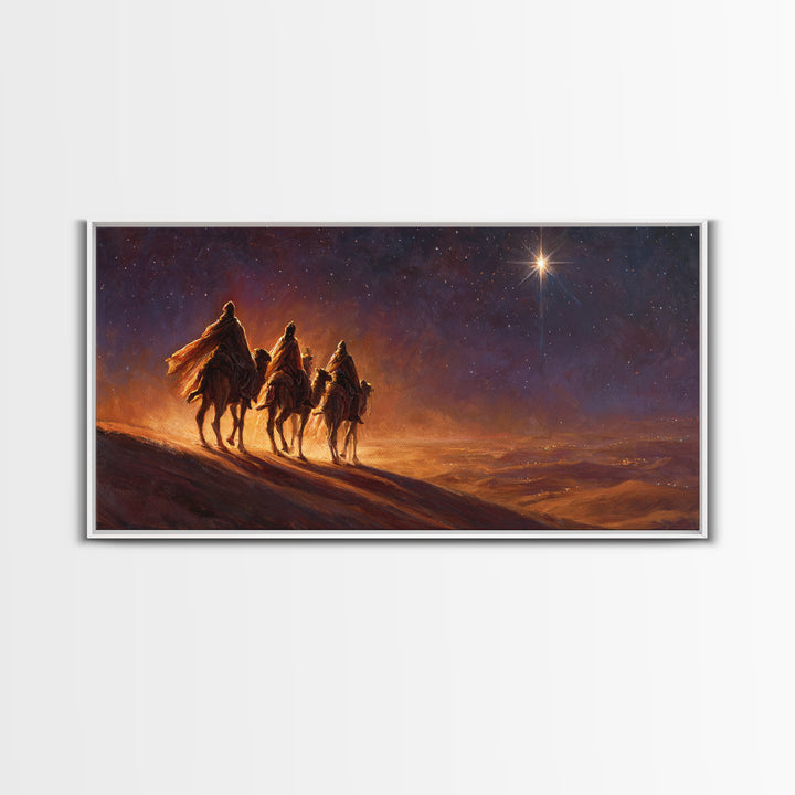 Desert Star Journey – Framed Canvas Print – Christian Wall Art – Christmas Art Prints – Christian Art Canvas – Christian Christmas Decor –