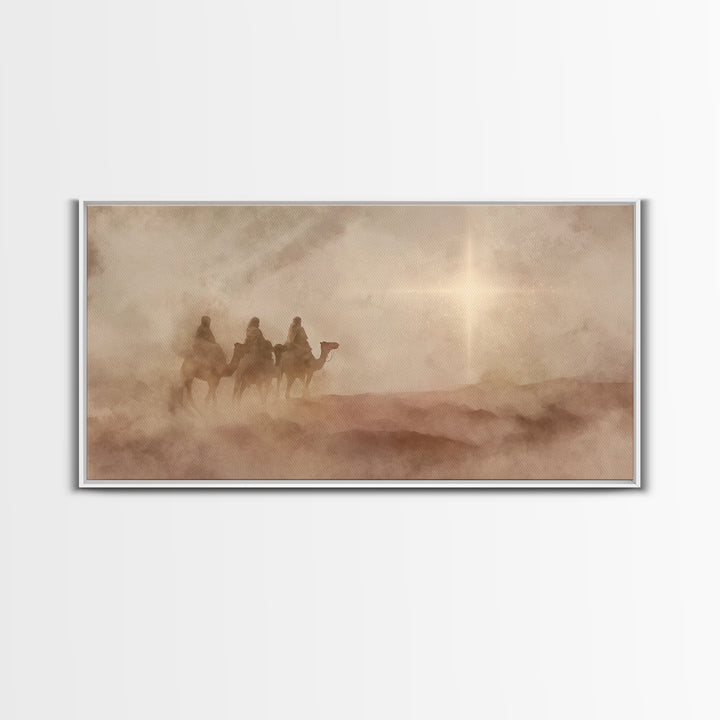 Guiding Star Mist – Framed Canvas Print – Christian Christmas Art – Modern Christian Art – Christian Wall Art – Jesus Painting – Christmas
