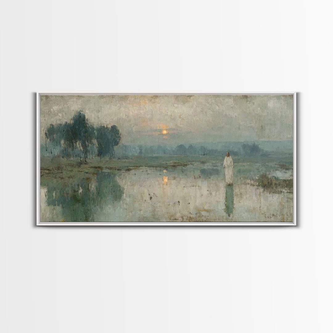 Morning Stillness – Framed Canvas Print – Jesus Canvas Art – Christian Art Work – Subtle Christian Art – Christian Wall Art