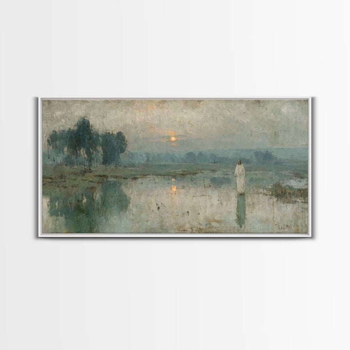 Morning Stillness – Framed Canvas Print – Jesus Canvas Art – Christian Art Work – Subtle Christian Art – Christian Wall Art
