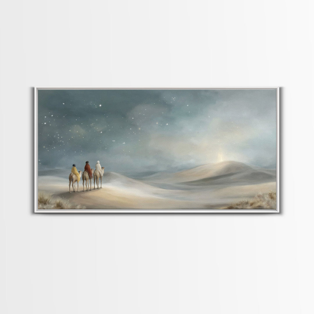 Desert Star Path, Framed Canvas Print, Christian Art Canvas, Christian Wall Art, Christmas Art Prints, Christian Christmas Art, Jesus Paint