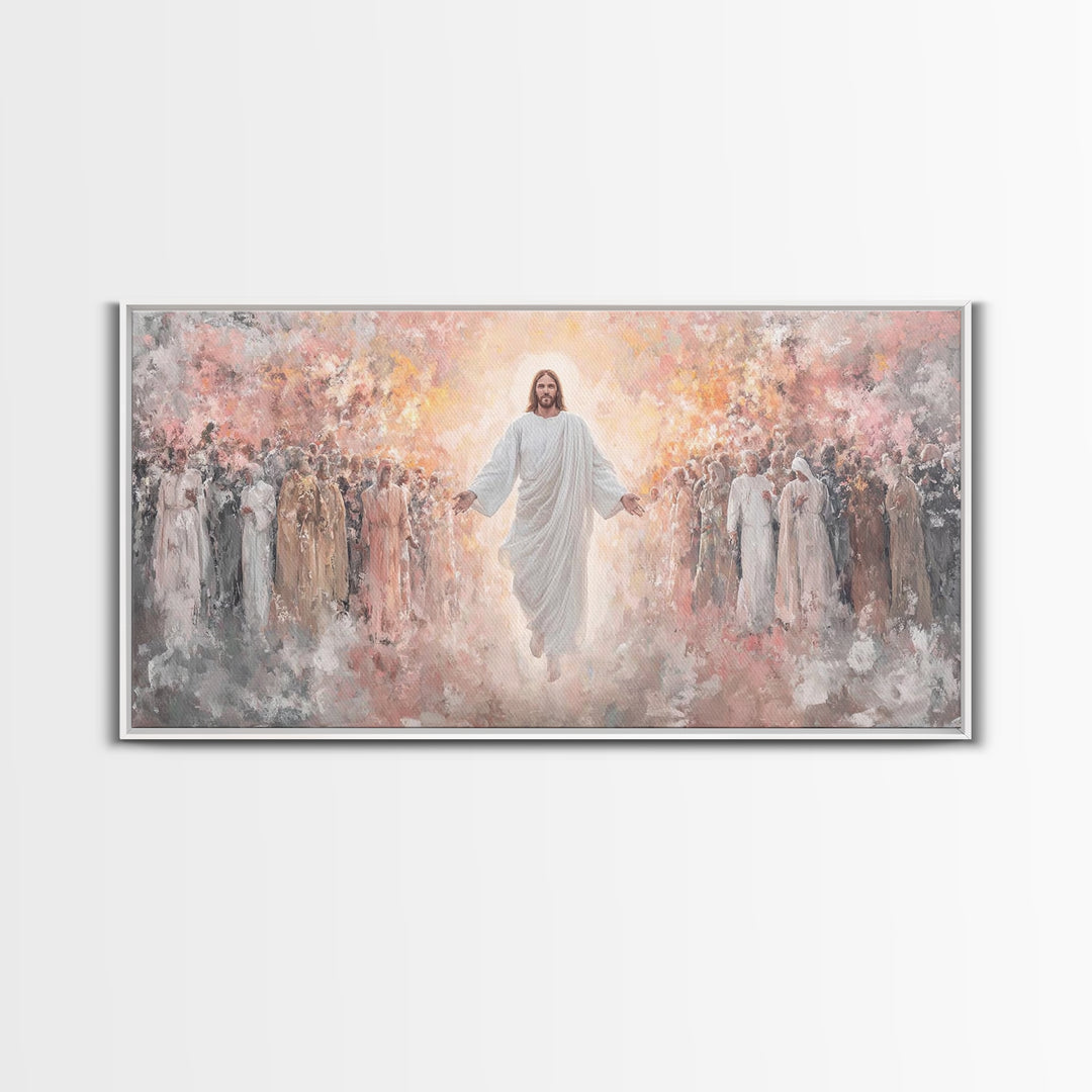 Angels Of Light, Framed Canvas Print, Christian Christmas Art, Christian Wall Art, Jesus Painting Canvas, Christian Art Gift, Christmas Art