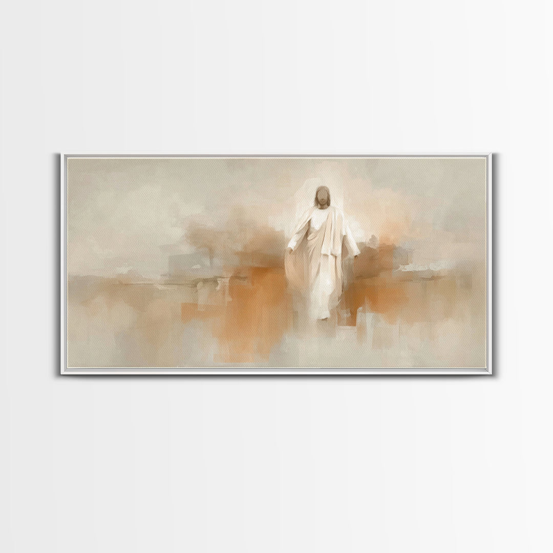 Risen Radiance | Framed Canvas Print | Christian Art Work | Jesus Paintings | Modern Christian Art | Christian Wall Art | Large Jesus Paint